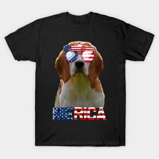 Merica Beagles Dog American Flag 4Th Of July T-Shirt